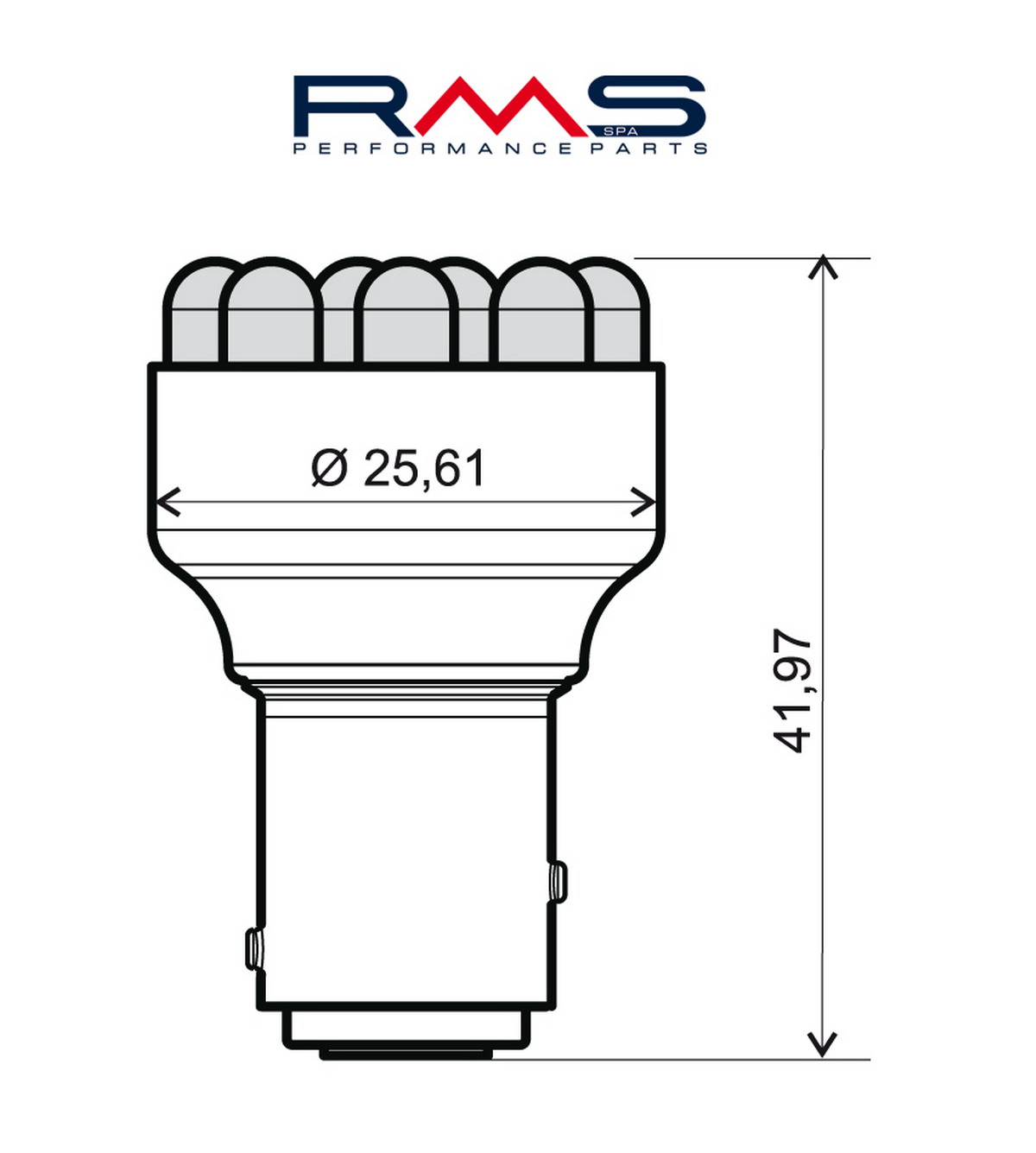 Bulb RMS 246510540 12V 12 Led, BAY15D plavi