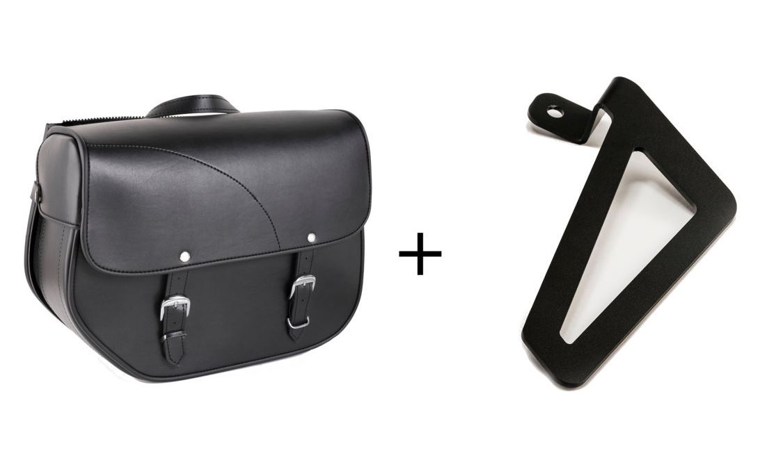 Leather saddlebag CUSTOMACCES SANT LOUIS APS005N Crni left, with universal support