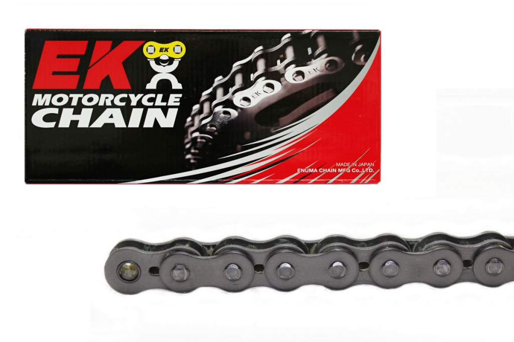 Chain kit EK - Silver chain 428 DEH, Non-sealed, CHK front sprocket JT, CHK rear sprocket JT for SUZUKI DR 125 SM 2008-2013