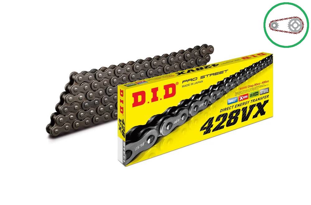 Chain kit D.I.D Chain - Silver chain 428 VX, X-ring (X, NX, QX, XS), CHK front sprocket SUPERSPROX, CHK rear sprocket SUPERSPROX for SUZUKI GS 125 1982