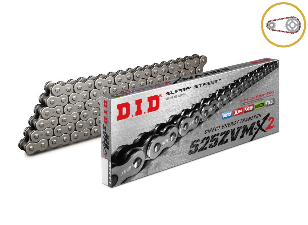 Chain kit D.I.D Chain - Silver chain 525 ZVM-X, X-ring (X, NX, QX, XS), CHK front sprocket SUPERSPROX, CHK rear sprocket SUPERSPROX STEALTH for BENELLI Imperiale 400 2019-2021