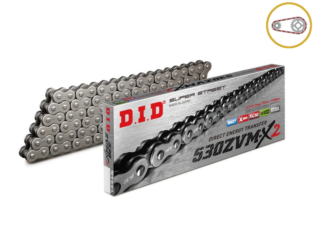 Chain kit D.I.D Chain - Silver chain 530 ZVM-X, X-ring (X, NX, QX, XS), CHK front sprocket JT CHK rubber cushioned, CHK rear sprocket JT for HARLEY DAVIDSON RA 1250 S Pan America Special 2021-2025