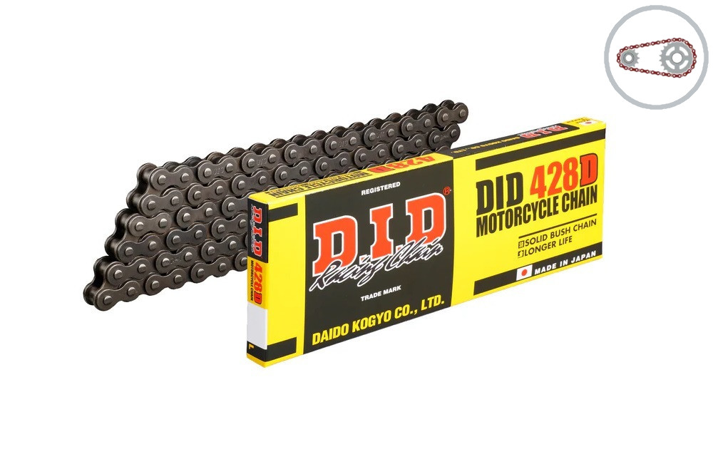 Chain kit D.I.D Chain - Silver chain 428 D, Non-sealed, CHK front sprocket JT CHK rubber cushioned, CHK rear sprocket SUPERSPROX for YAMAHA DT 125 R Everts 2006