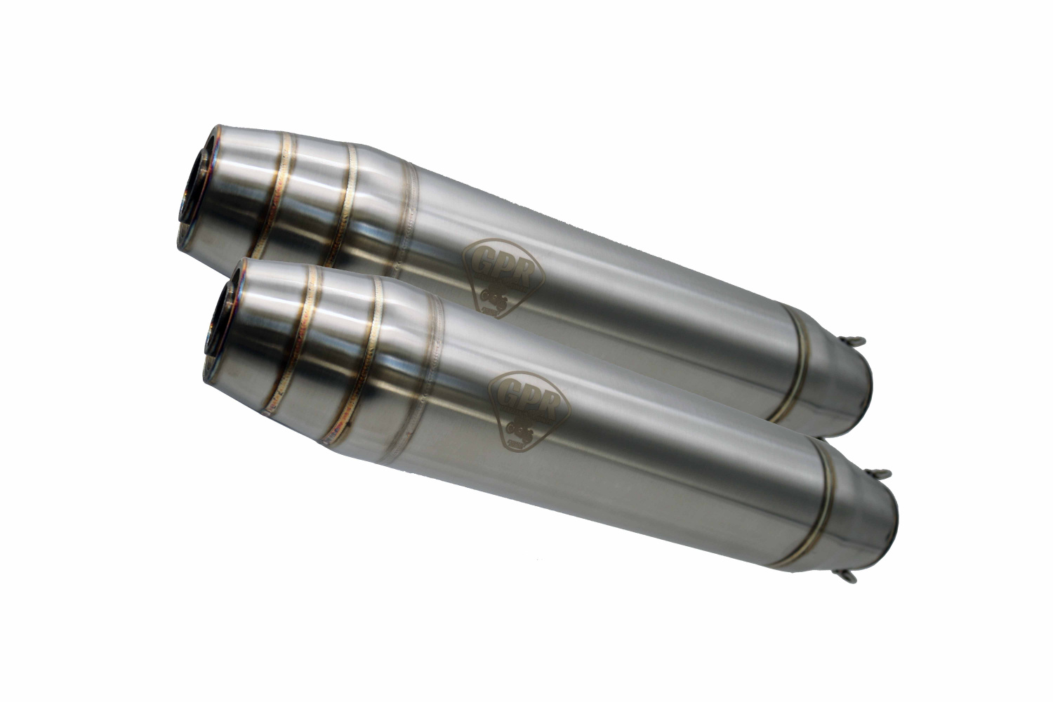 Dual universal silencer kit GPR DEEPTONE CAFE.10.DE Brushed Stainless steel