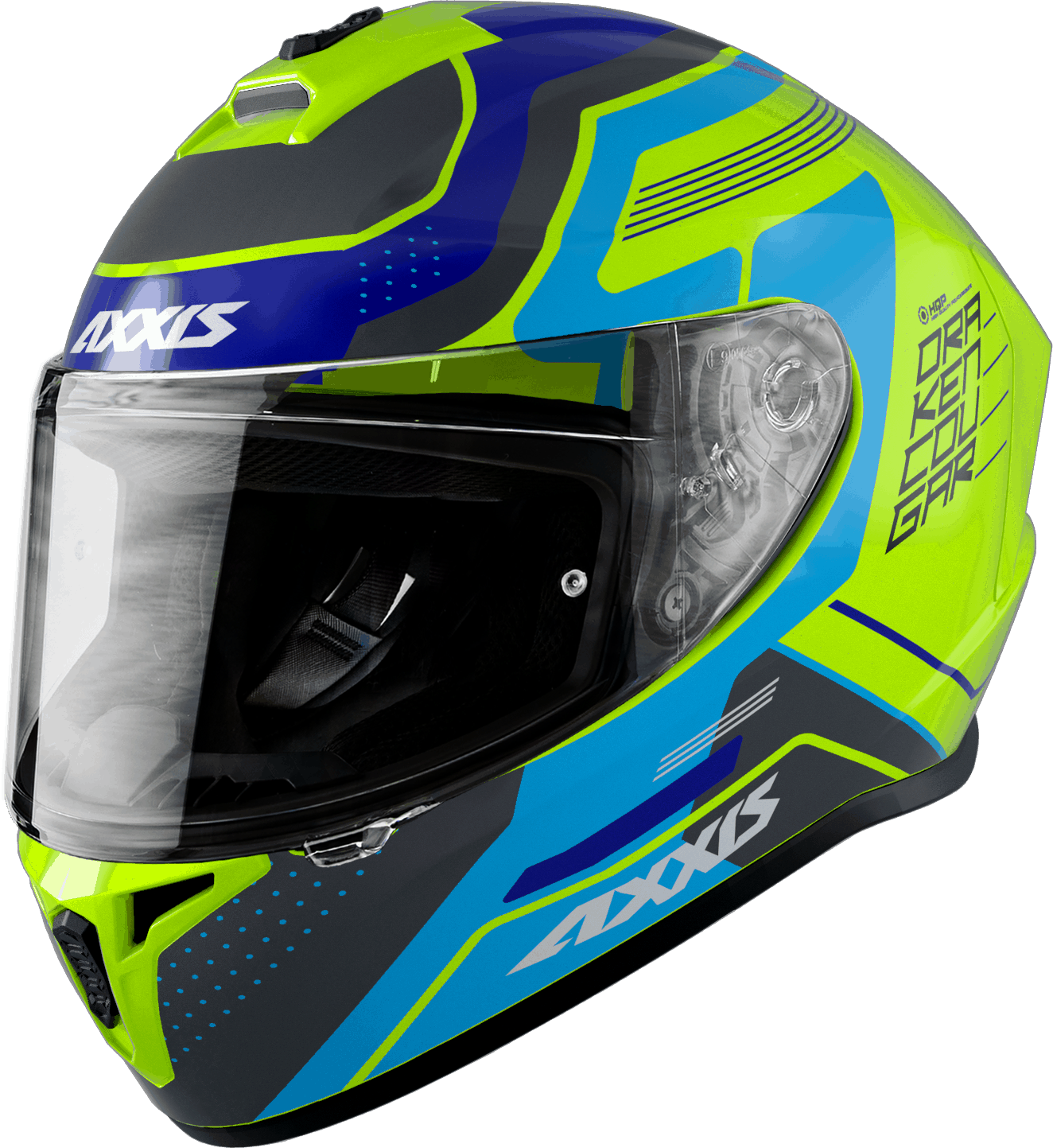 FULL FACE helmet AXXIS DRAKEN ABS cougar c3 gloss fluor yellow XS
