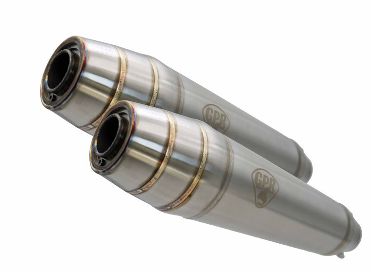 Dual universal silencer kit GPR DEEPTONE CAFE.67.DE Brushed Stainless steel without link pipes