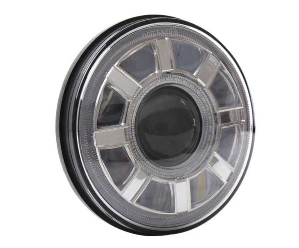 Headlight CUSTOMACCES REVOLVER HL0014N with support Crni