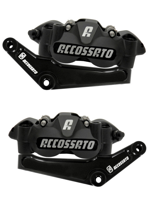 Pair of Front Radial Brake Calipers + Braket ACCOSSATO KITA28 for Harley Davidson