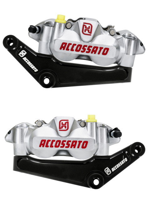 Pair of Front Radial Brake Calipers + Braket ACCOSSATO KITA28 for Harley Davidson