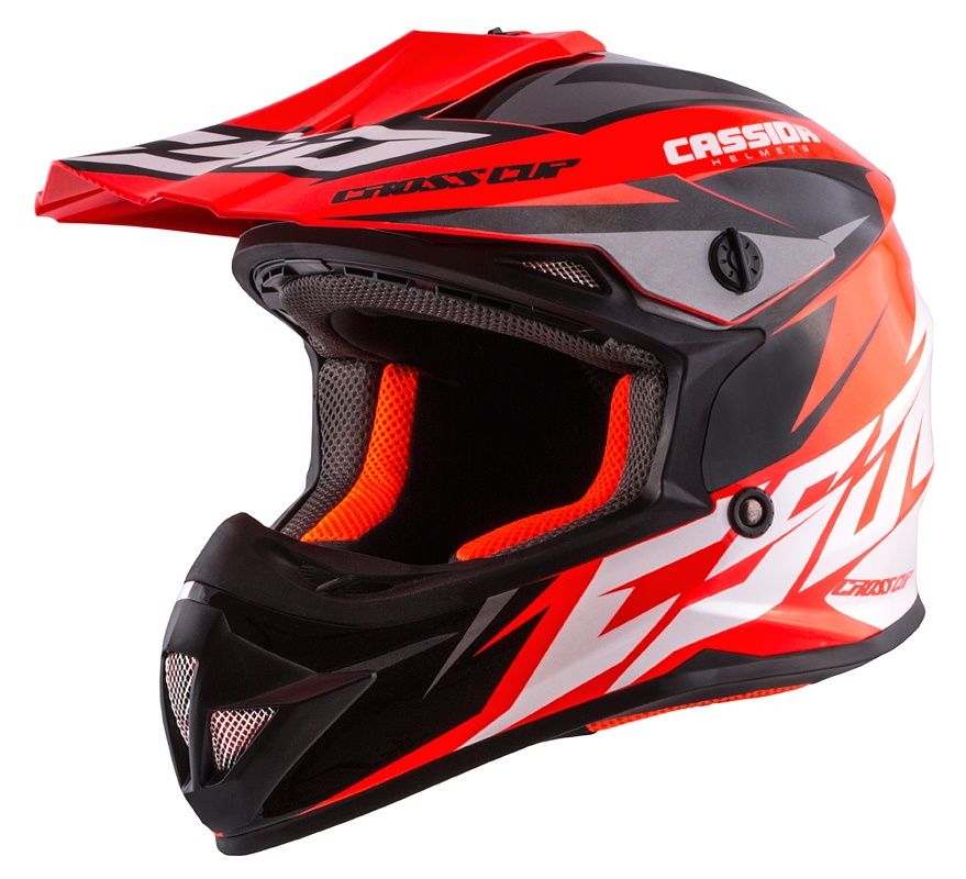 Motocross Helmet CASSIDA CROSS CUP JUNIOR orange fluo / white / black / grey