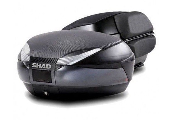 Top case SHAD SH48 D0B48306R Dark grey with backrest, carbon cover and PREMIUM SMART lock